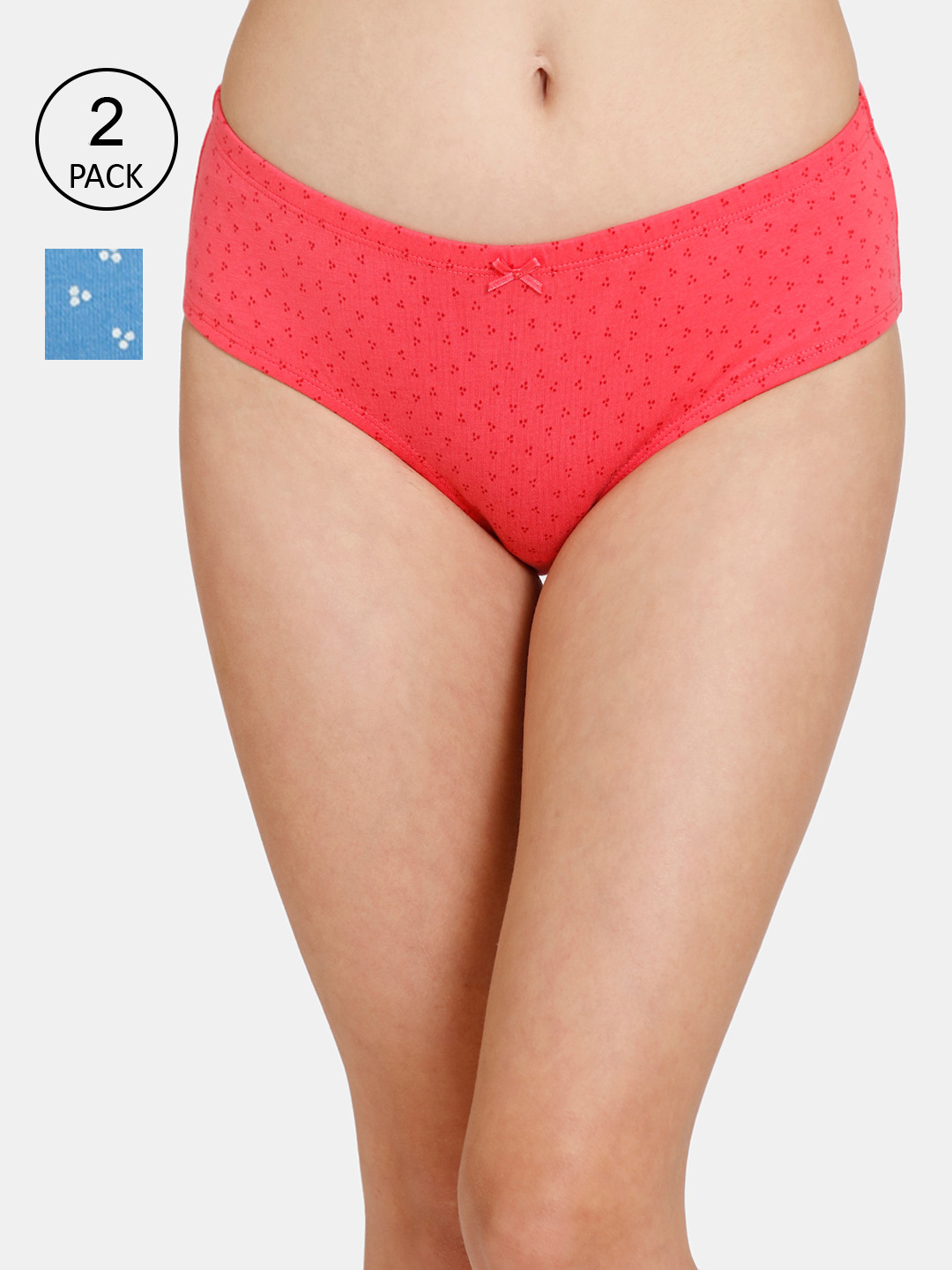 

Rosaline by Zivame Women Pack Of 2 Printed Pure Cotton Hipster Briefs, Red
