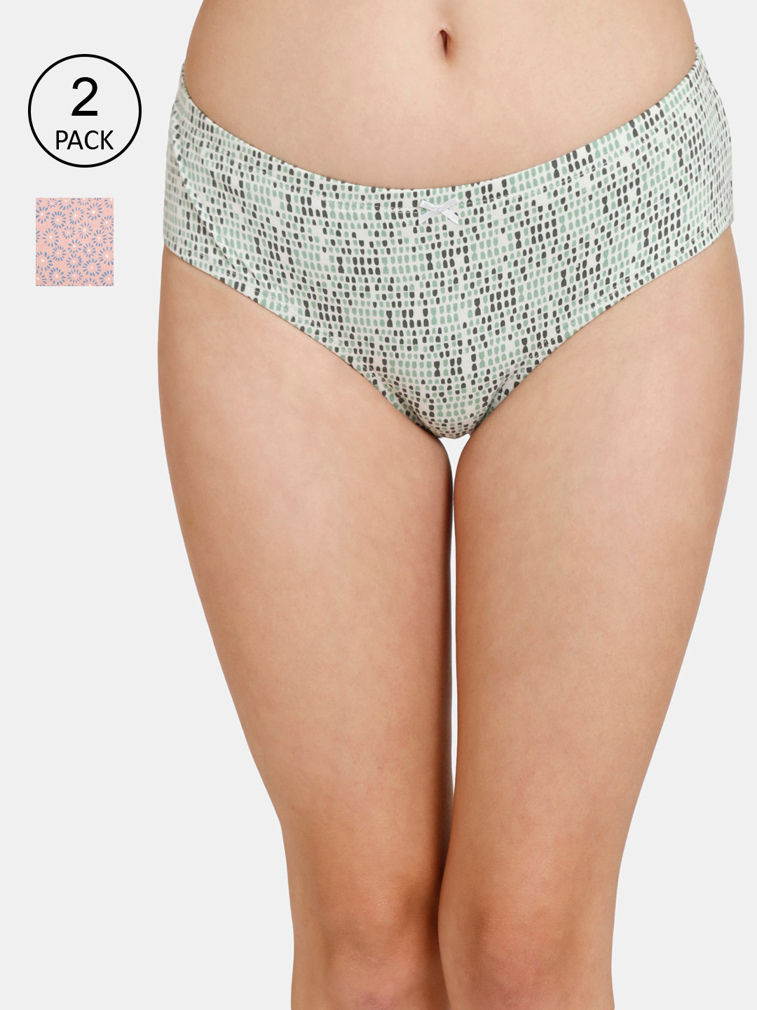 

Rosaline by Zivame Pack of 2 Printed Cotton Hipster Briefs, Green