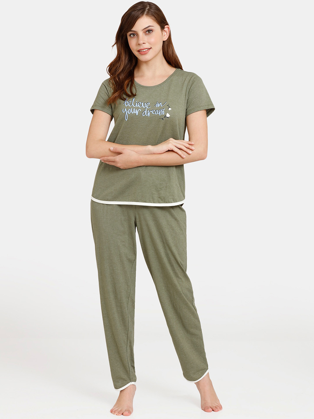

Rosaline by Zivame Women Green & Blue Night suit