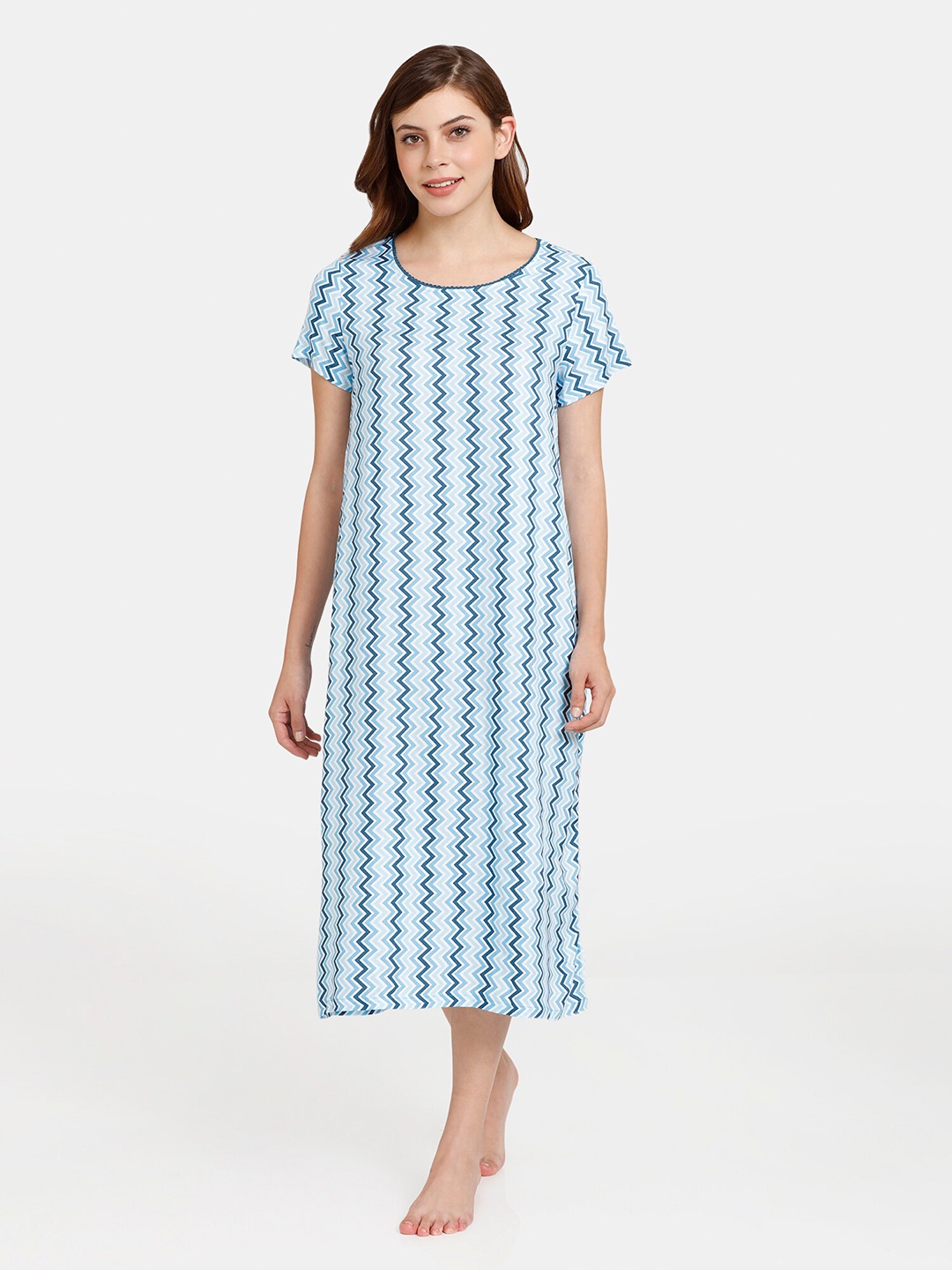 

Rosaline by Zivame Blue Printed Nightdress