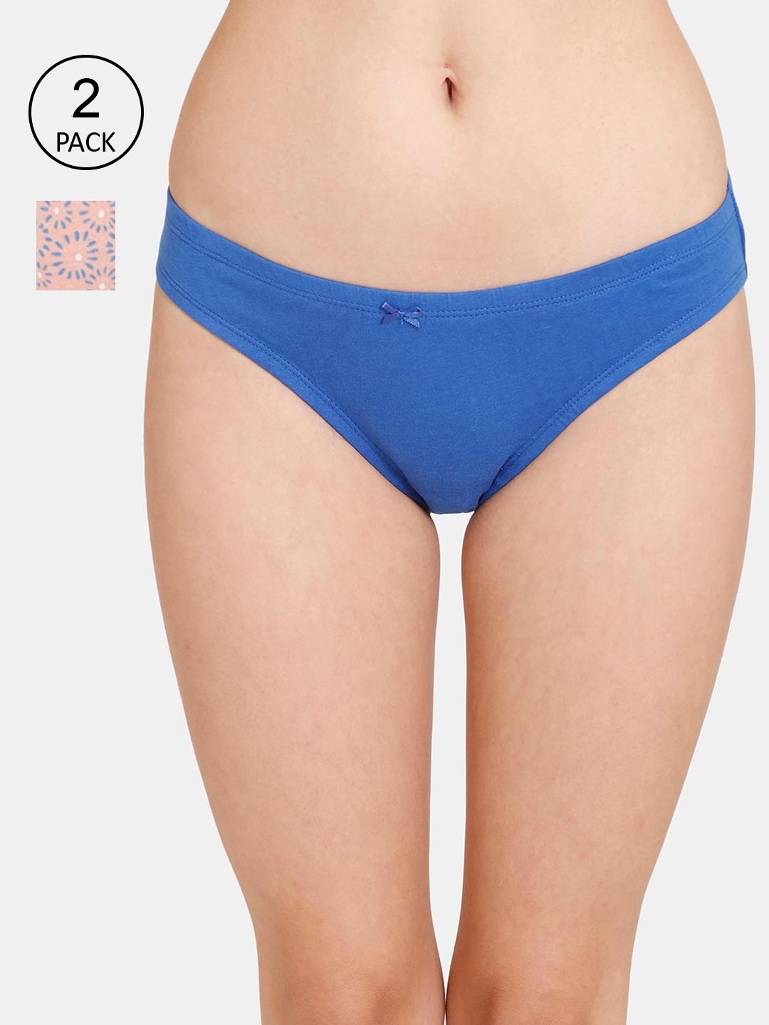 

Rosaline by Zivame Women Pack Of 2 Pure Cotton Bikini Briefs, Blue