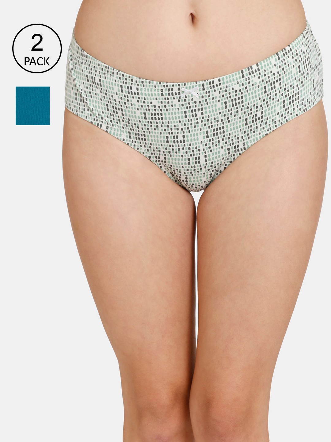 

Rosaline by Zivame Women Set of 2 Teal Green Low Rise Cotton Hipster Briefs