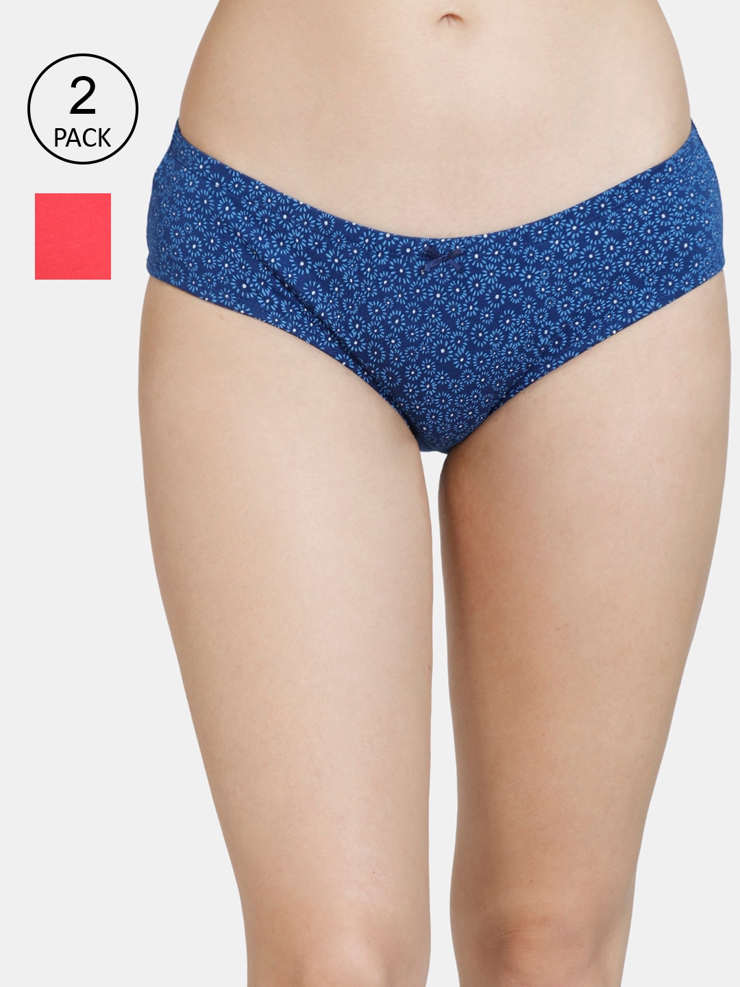 

Rosaline by Zivame Women Pack Of 2 Assorted Pure Cotton Low-Rise Hipster Briefs, Multi