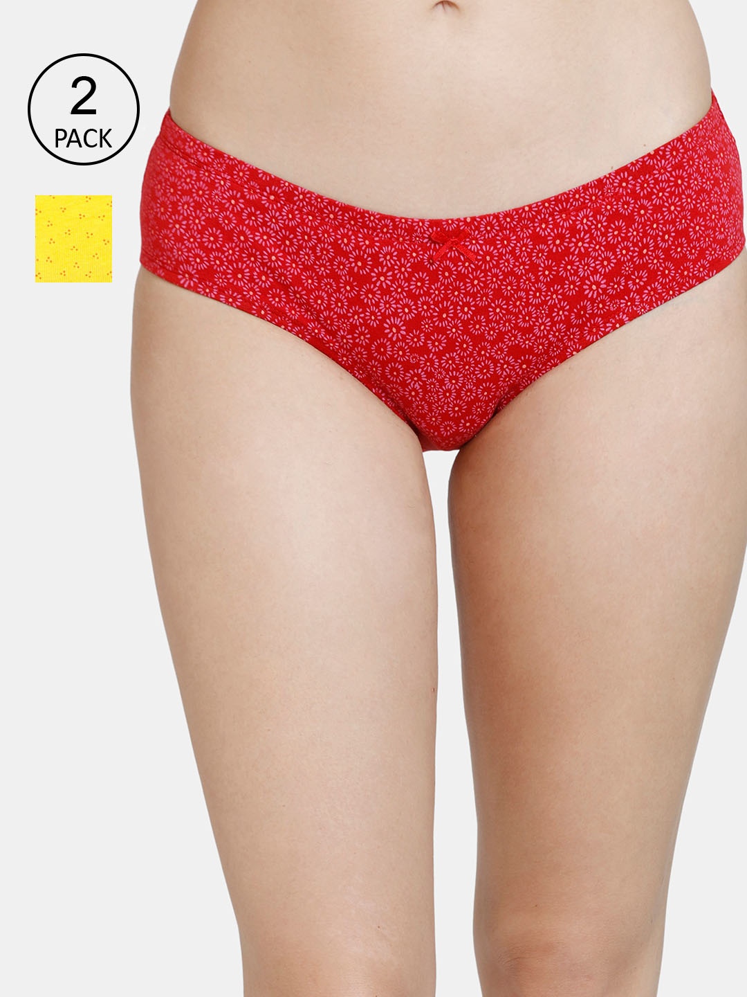 

Rosaline by Zivame Women Pack Of 2 Printed Hipster Pure Cotton Briefs, Red