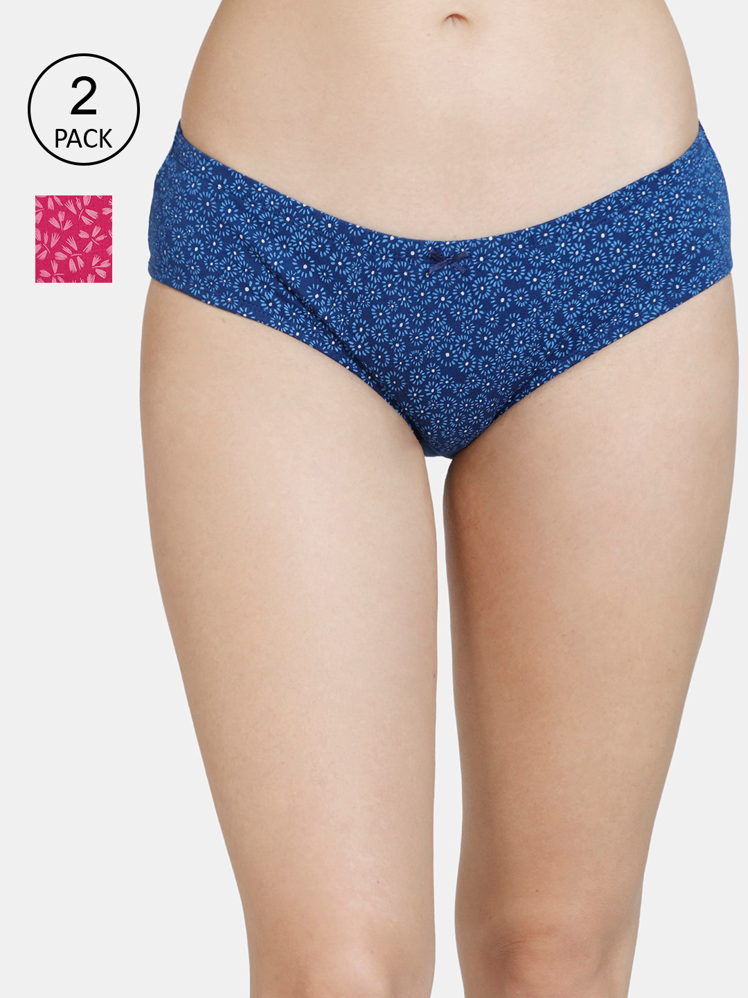 

Rosaline by Zivame Women Pack Of 2 Assorted Pure Cotton Hipster Briefs, Pink