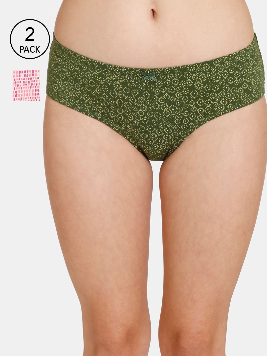 

Rosaline by Zivame Women Pack Of 2 Assorted Pure Cotton Low Rise Hipster Briefs