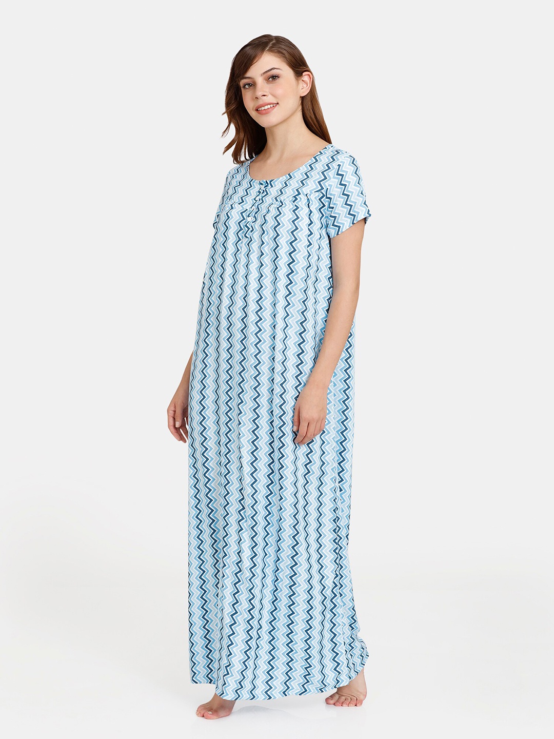 

Rosaline by Zivame Blue Printed Maxi Nightdress
