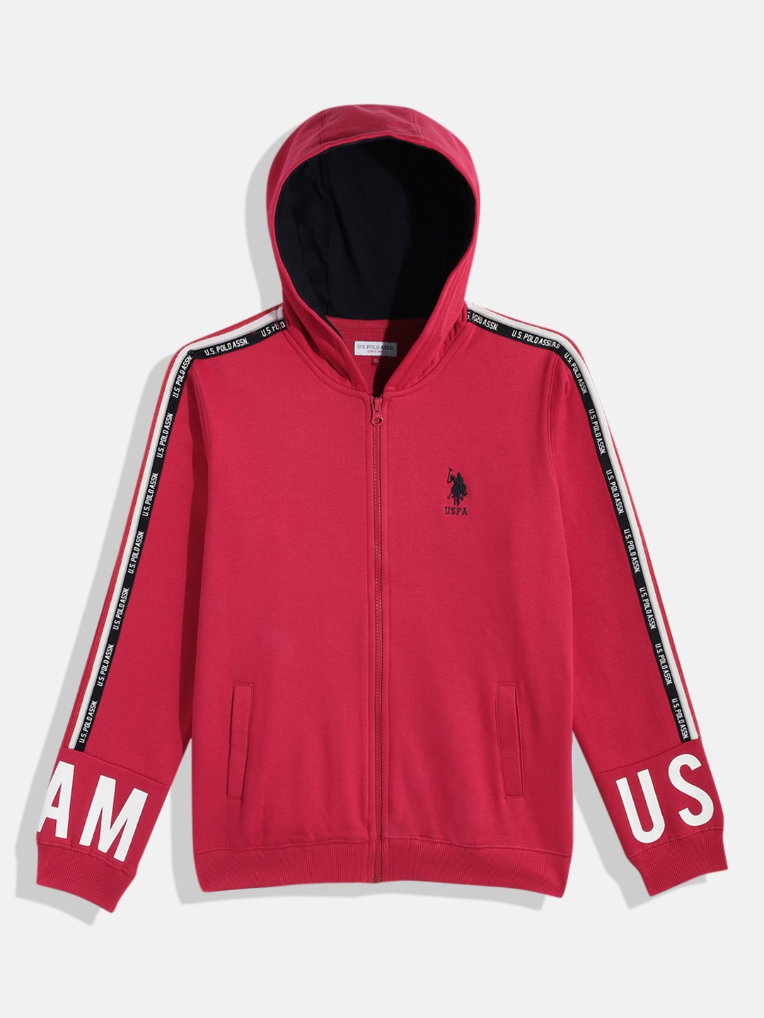 

U.S. Polo Assn. Kids Boys Red Printed Hooded Sweatshirt