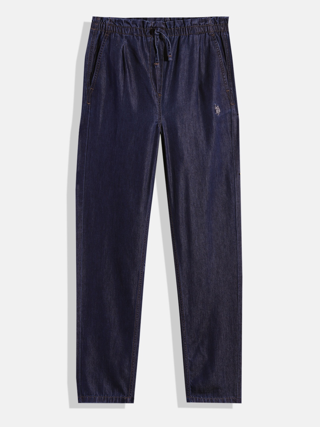 

U.S. Polo Assn. Kids Girls Navy Blue PAPERBAG WAIST Jeans
