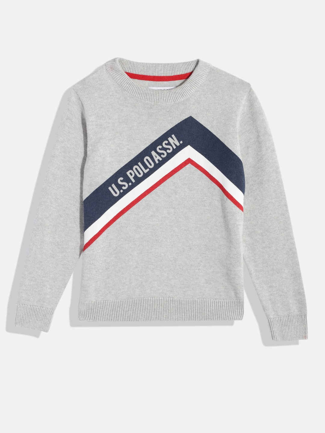 

U.S. Polo Assn. Kids Boys Grey Brand Logo Print Pure Cotton Pullover