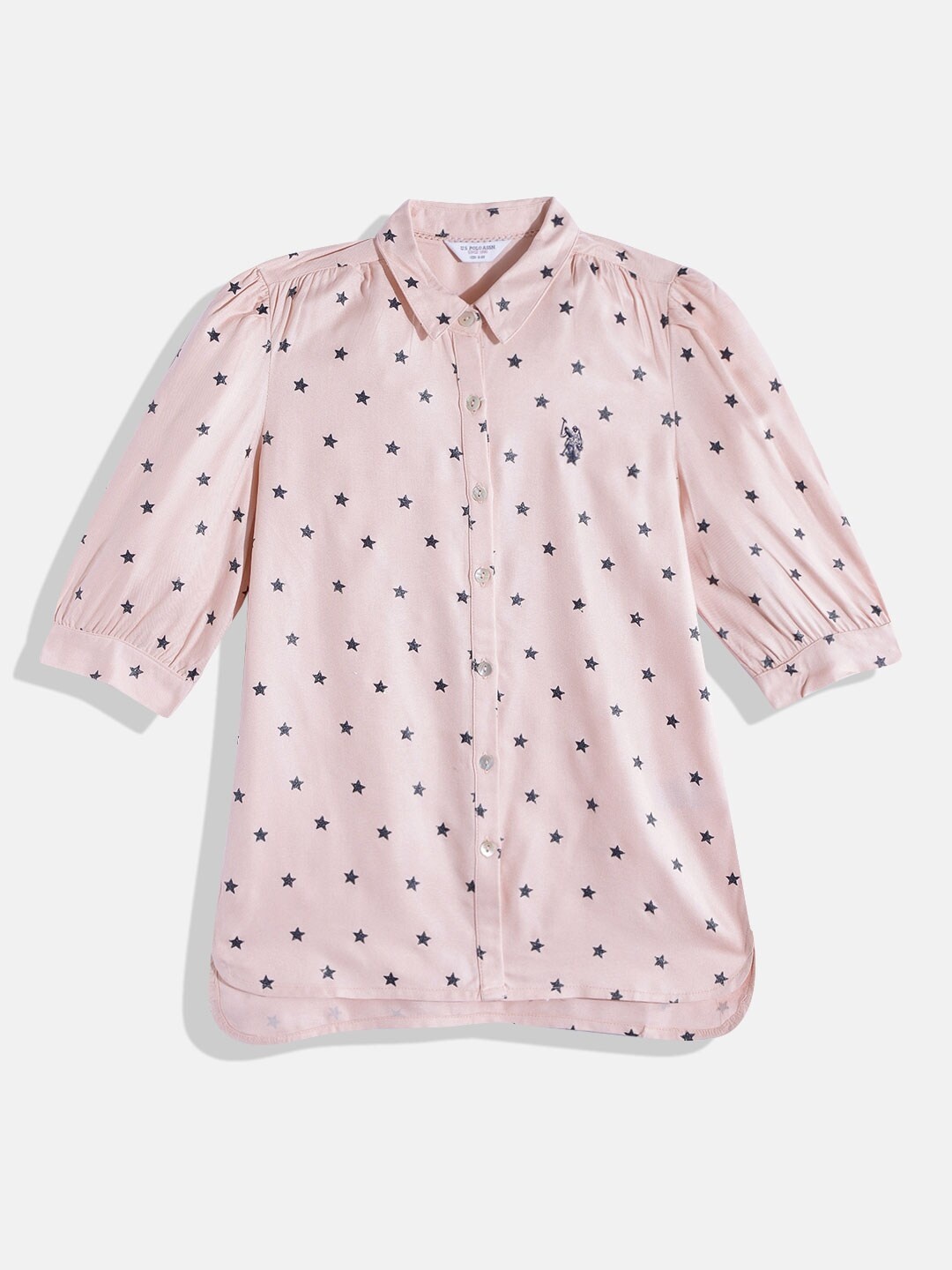 

U S Polo Assn Kids Girls Star Print Shirt Style Top, Pink