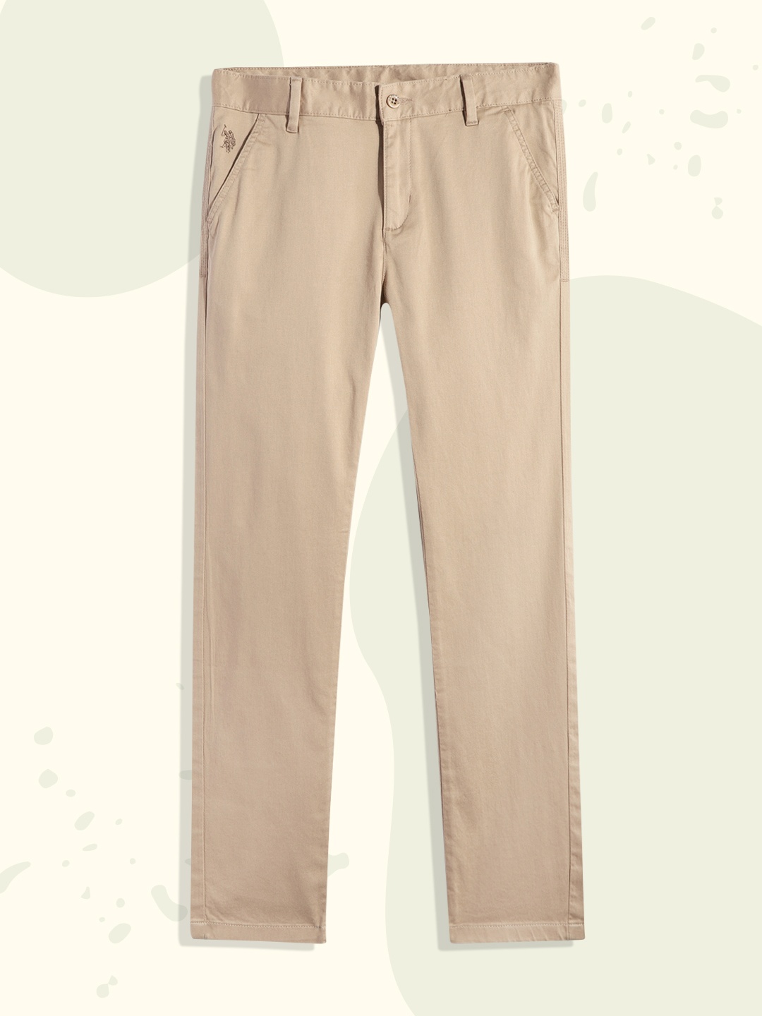 

U.S. Polo Assn. Kids Boys Beige Solid Regular Trousers