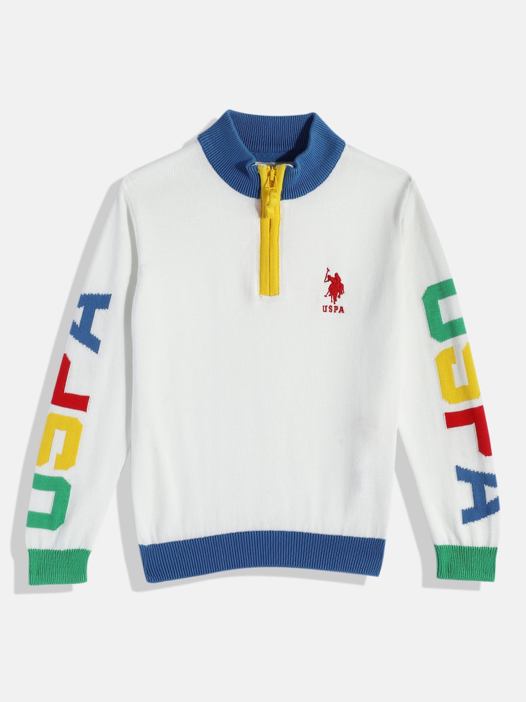 

U.S. Polo Assn. Kids Boys White Printed Pure Cotton Pullover