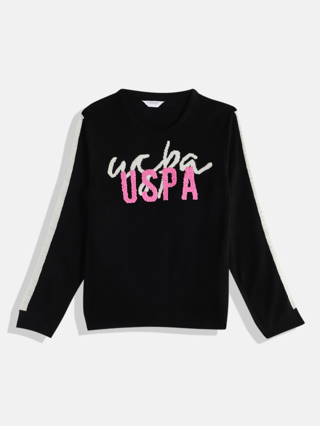 

U.S. Polo Assn. Kids Girls Embellished Pullover, Black
