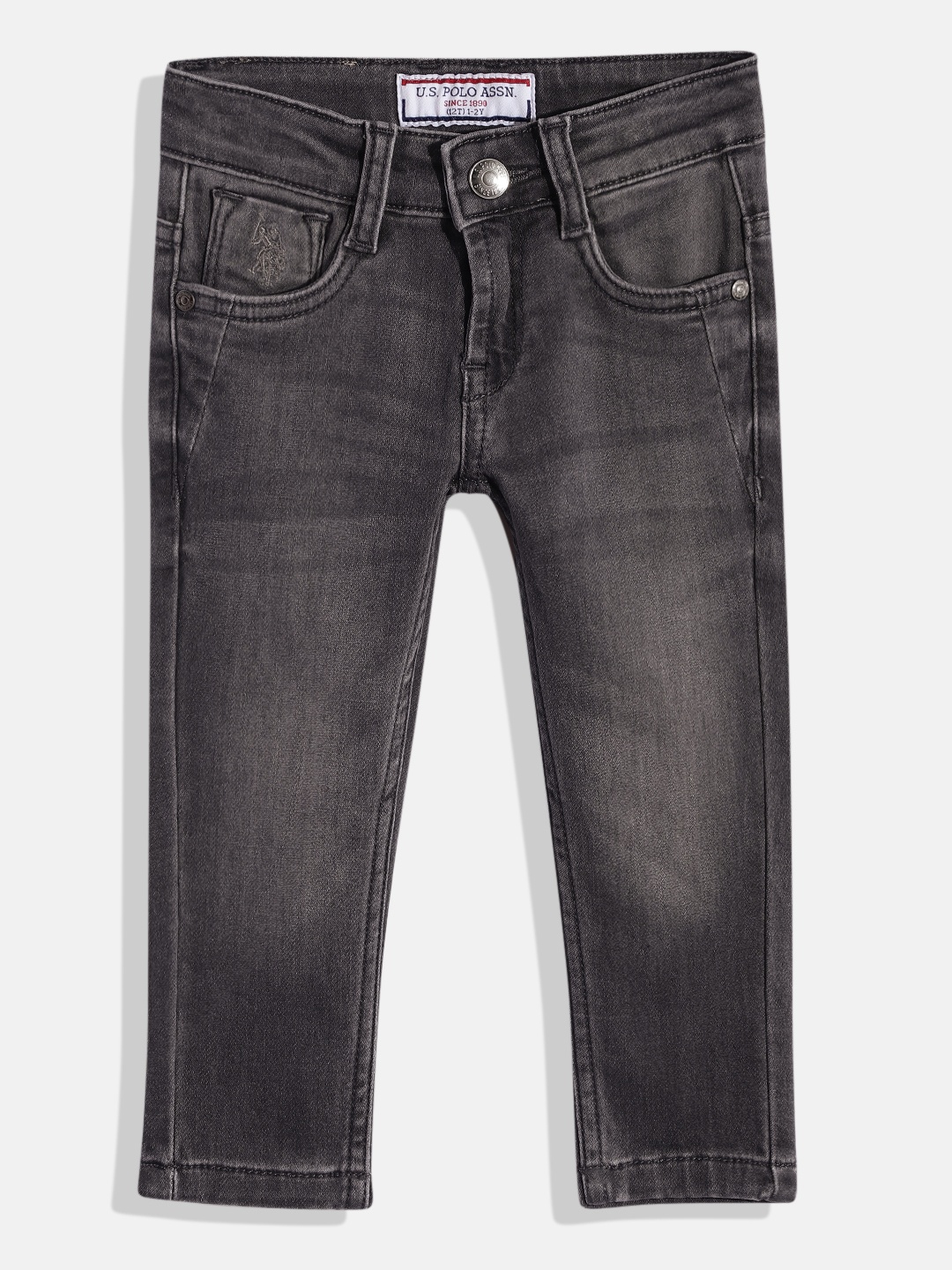 

U.S. Polo Assn. Kids Boys Charcoal Grey Skinny Fit Stretchable Jeans