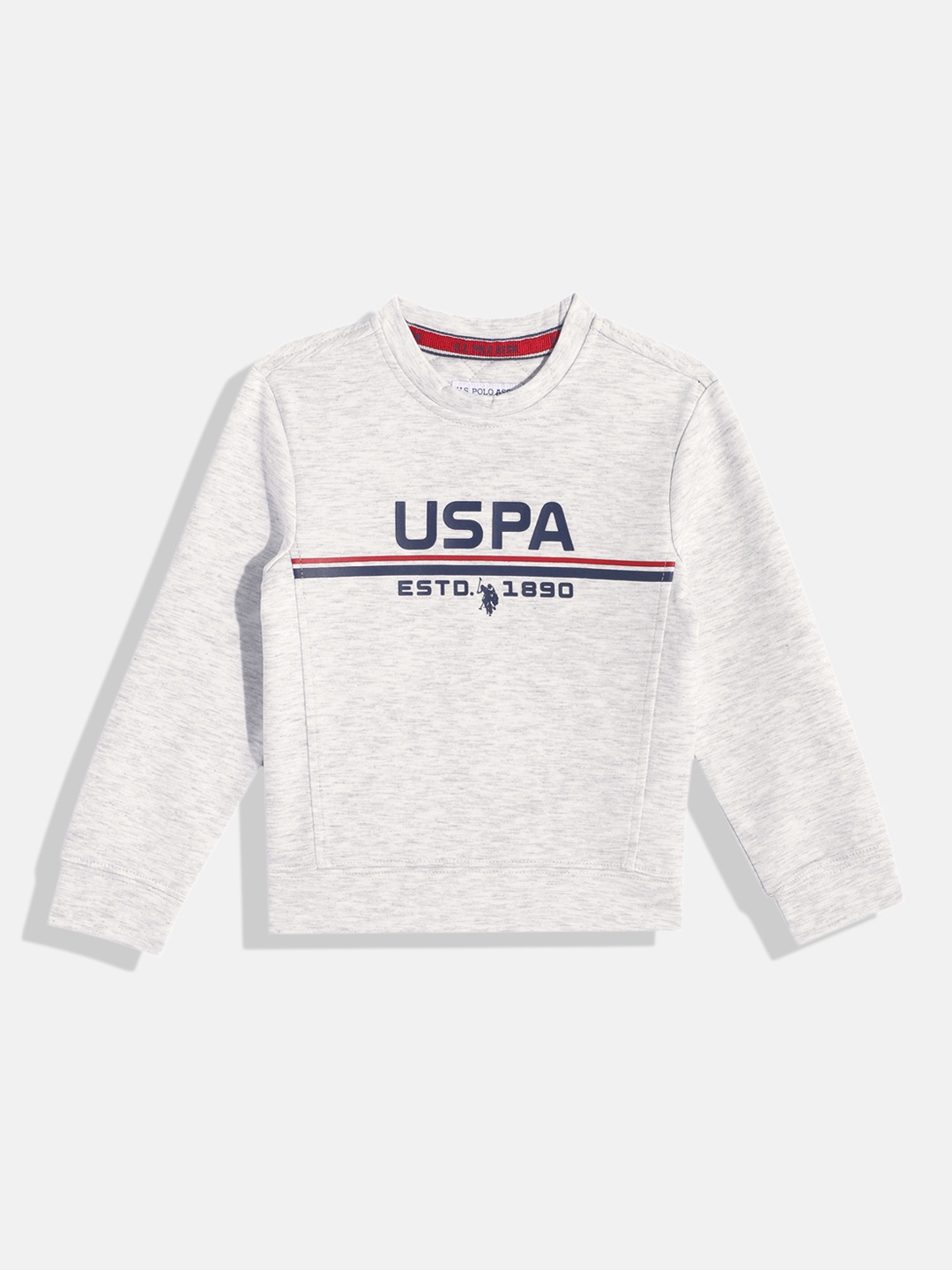 

U.S. Polo Assn. Kids Boys Grey Melange Brand Logo Print Sweatshirt