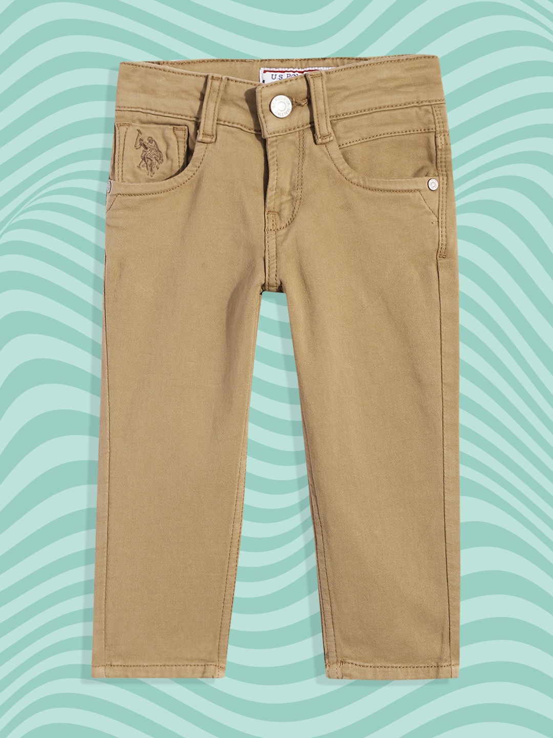 

U S Polo Assn Kids Boys Khaki Slim Fit Stretchable Jeans