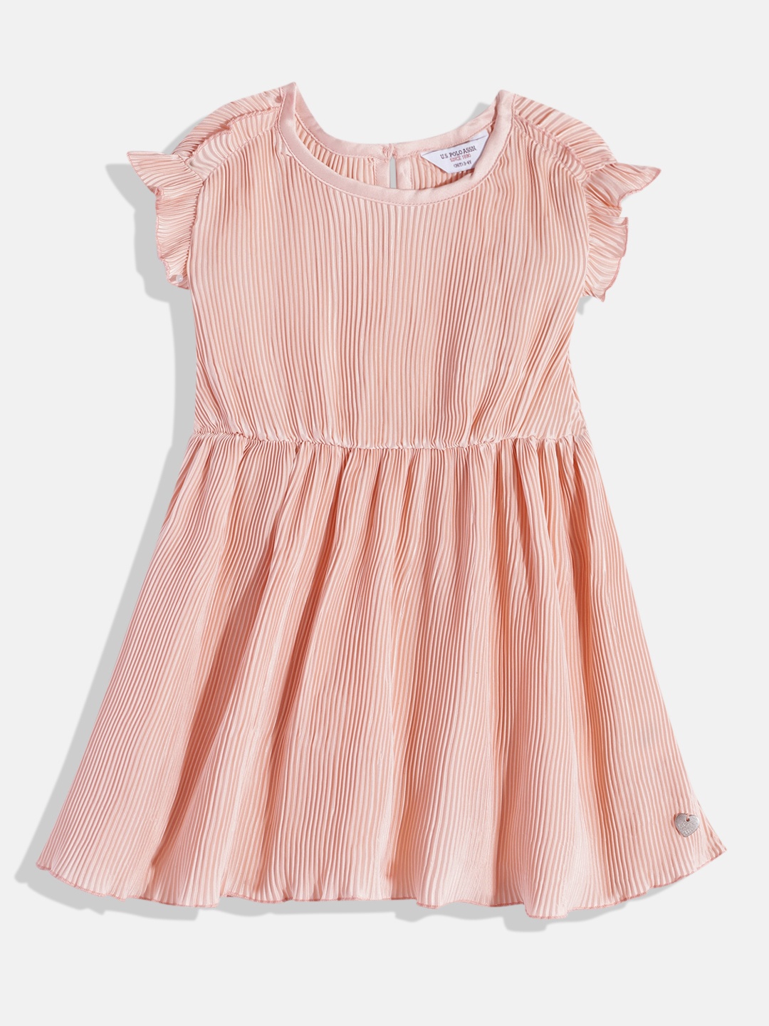 

U.S. Polo Assn. Kids Girls Self Design Fit & Flare Dress, Pink