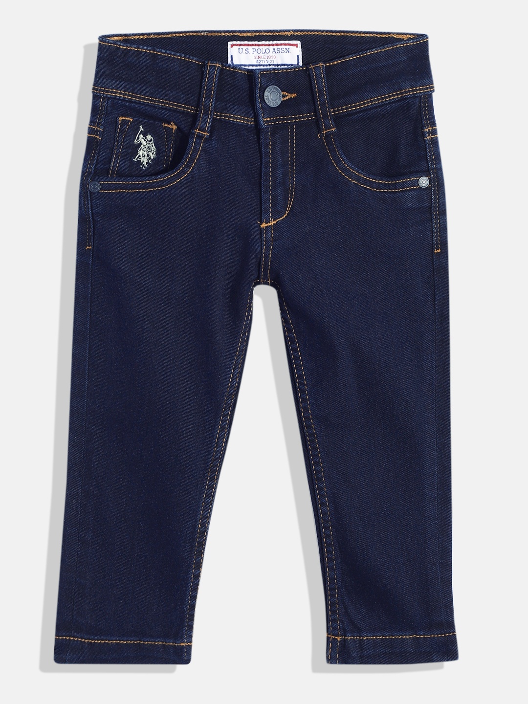 

U.S. Polo Assn. Kids Boys Skinny Fit Clean Look Stretchable Jeans, Navy blue