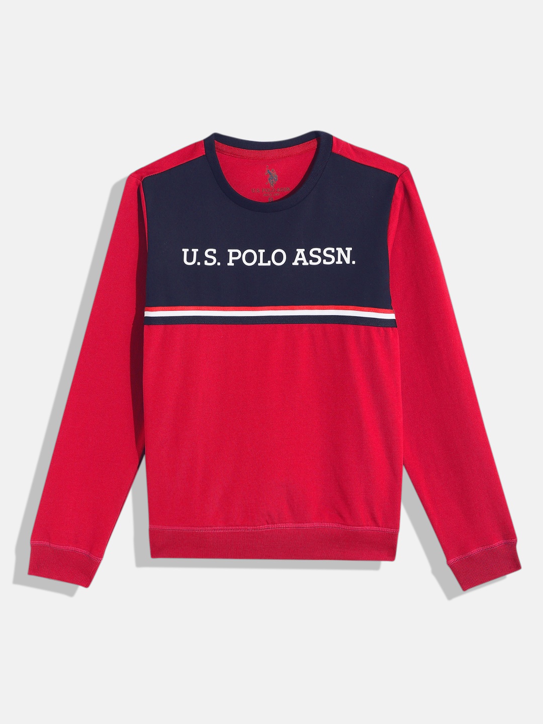 

U.S. Polo Assn. Kids Boys Red Brand Logo Print Pure Cotton Sweatshirt