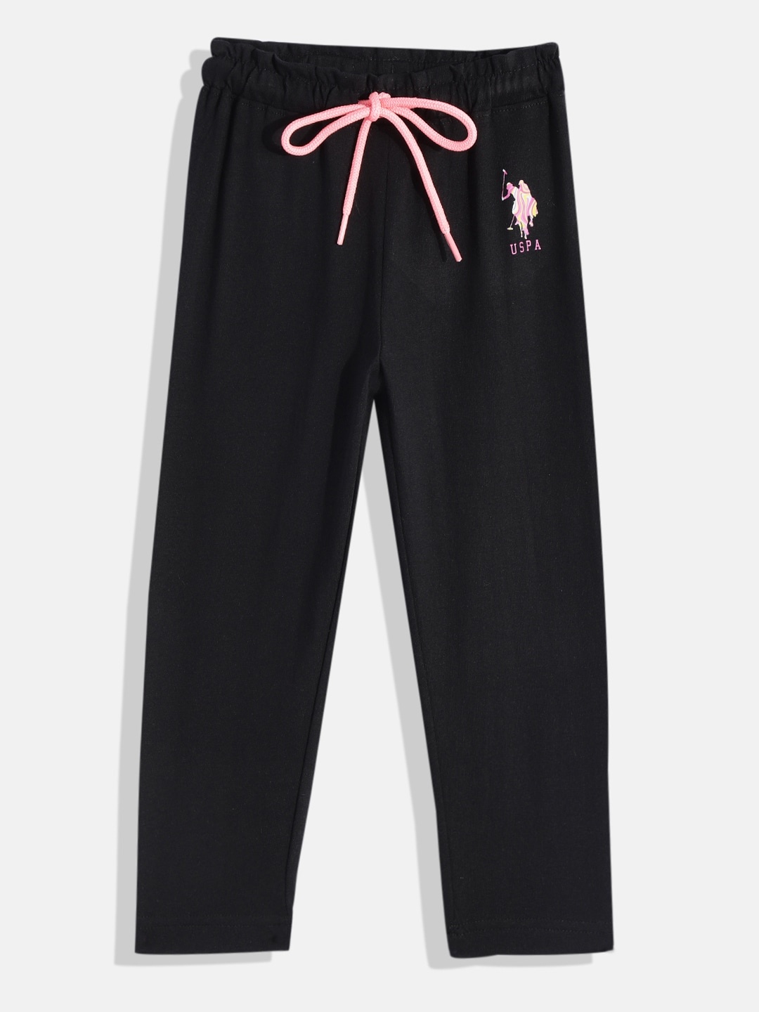 

U.S. Polo Assn. Kids Girls Paperbag Track Pants, Black