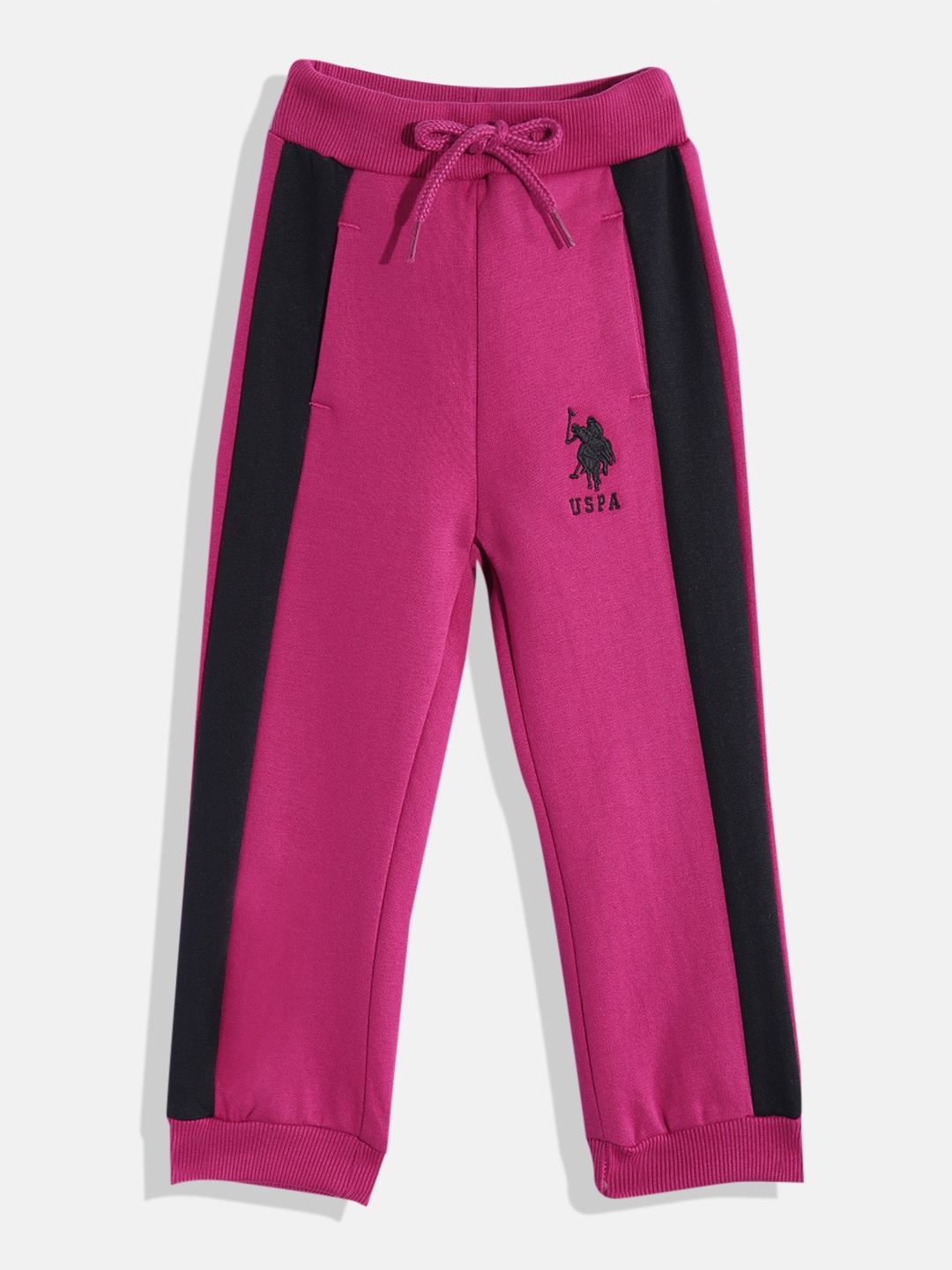 

U.S. Polo Assn. Kids Colourblocked Regular Fit Joggers, Pink