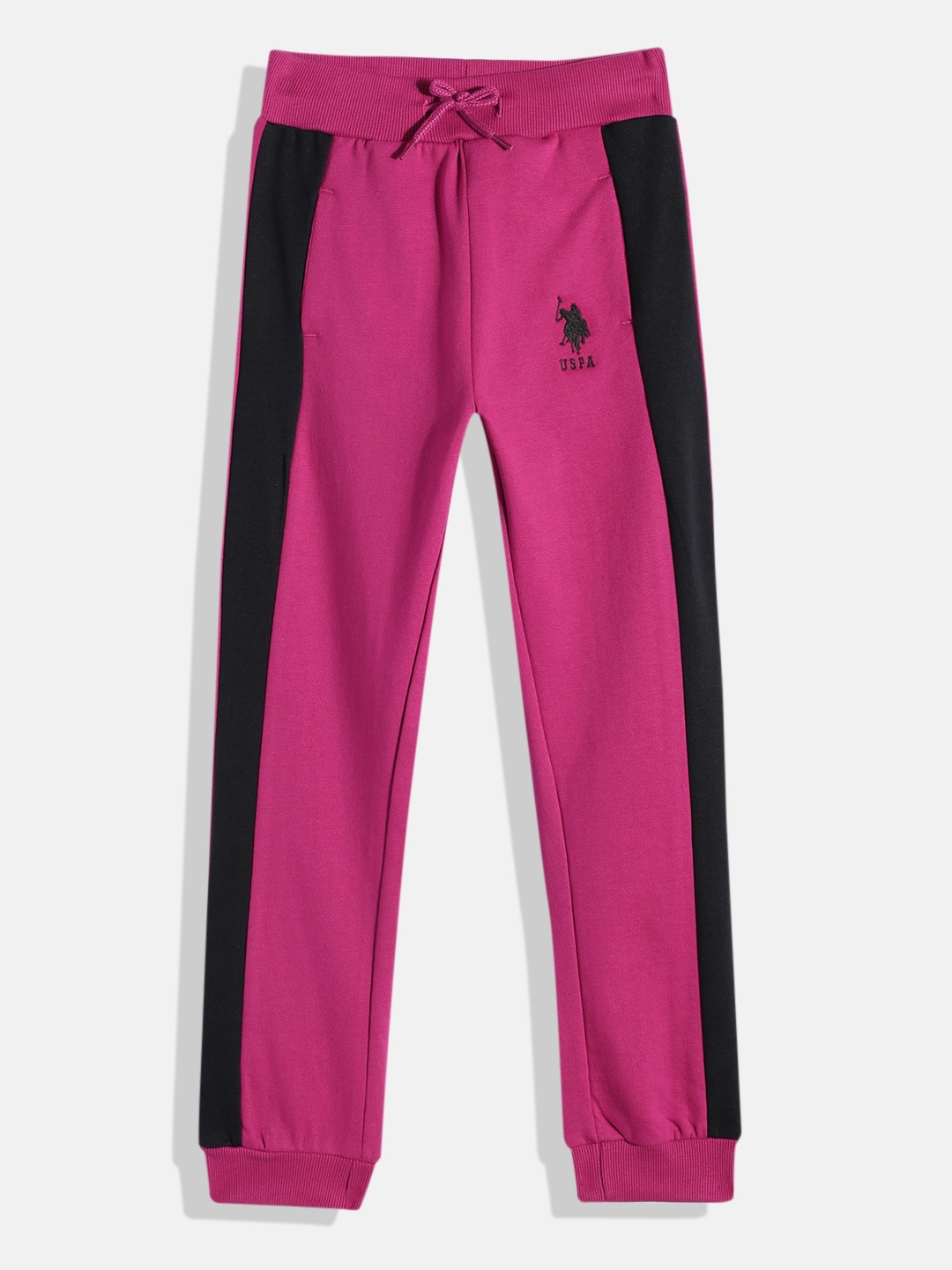 

U.S. Polo Assn. Kids Girls Side Striped Joggers, Magenta