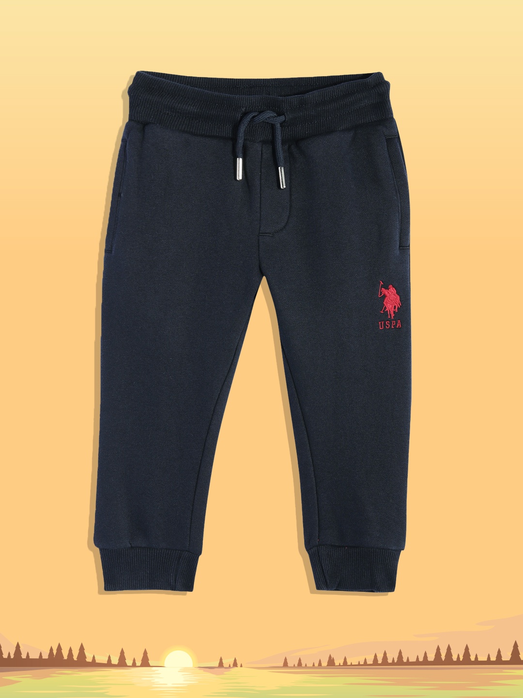 

U.S. Polo Assn. Kids Boys Navy Blue Solid Joggers