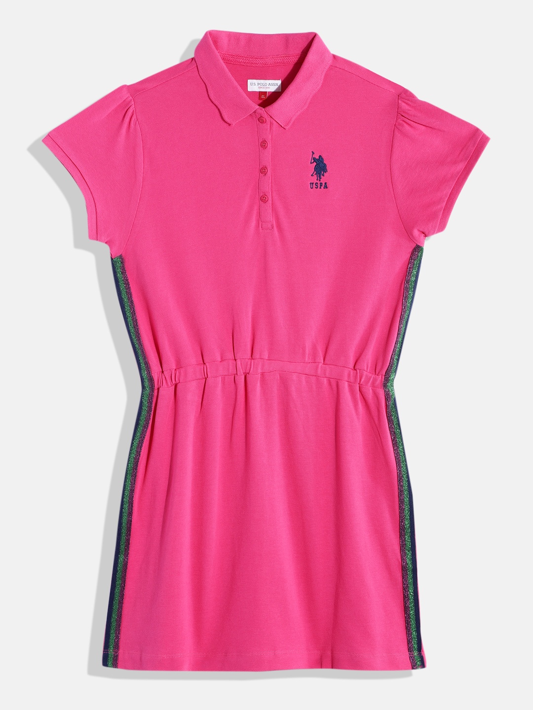

U.S. Polo Assn. Kids Girls Pure Cotton T-shirt Dress, Pink