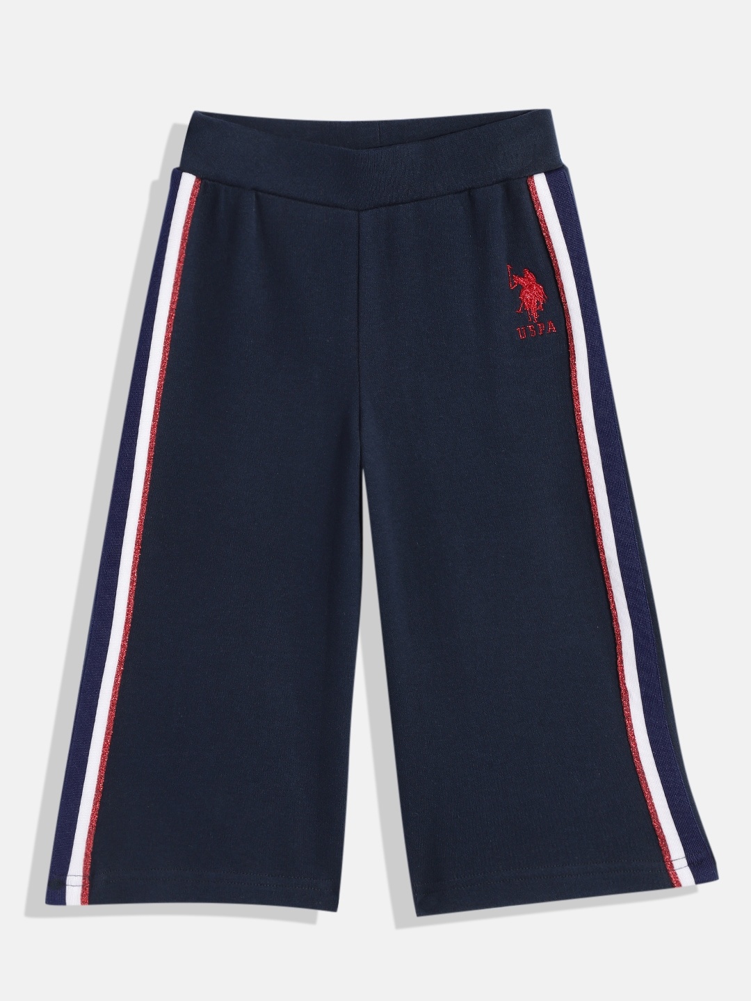 

U.S. Polo Assn. Kids Girls Pure Cotton Wide Leg Track Pants, Navy blue