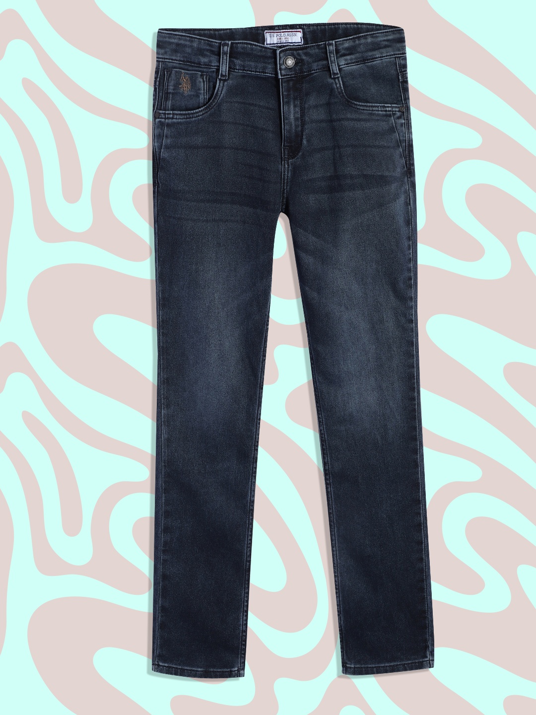 

U.S. Polo Assn. Kids Boys Blue Skinny Fit Light Fade Stretchable Jeans