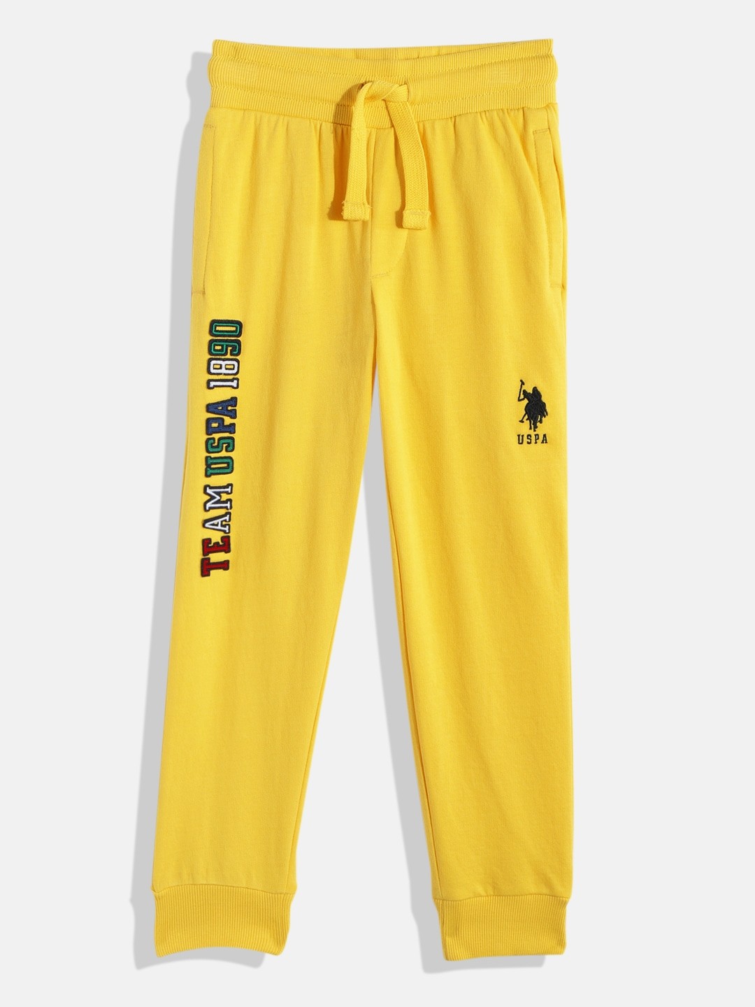 

U.S. Polo Assn. Kids Boys Yellow Brand Logo Applique Pure Cotton Joggers