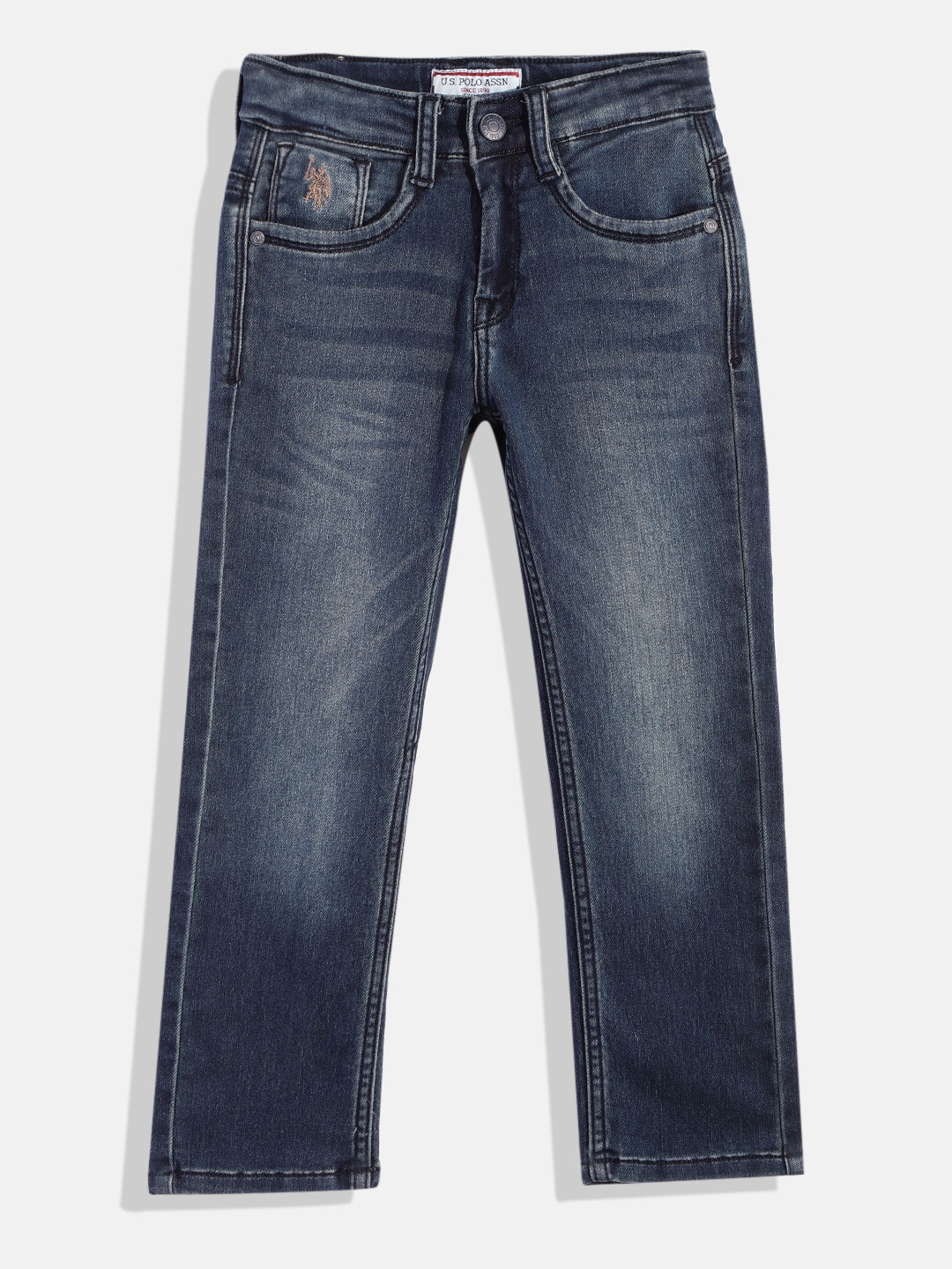 

U.S. Polo Assn. Kids Boys Blue Relaxed Fit Heavy Fade Stretchable Jeans