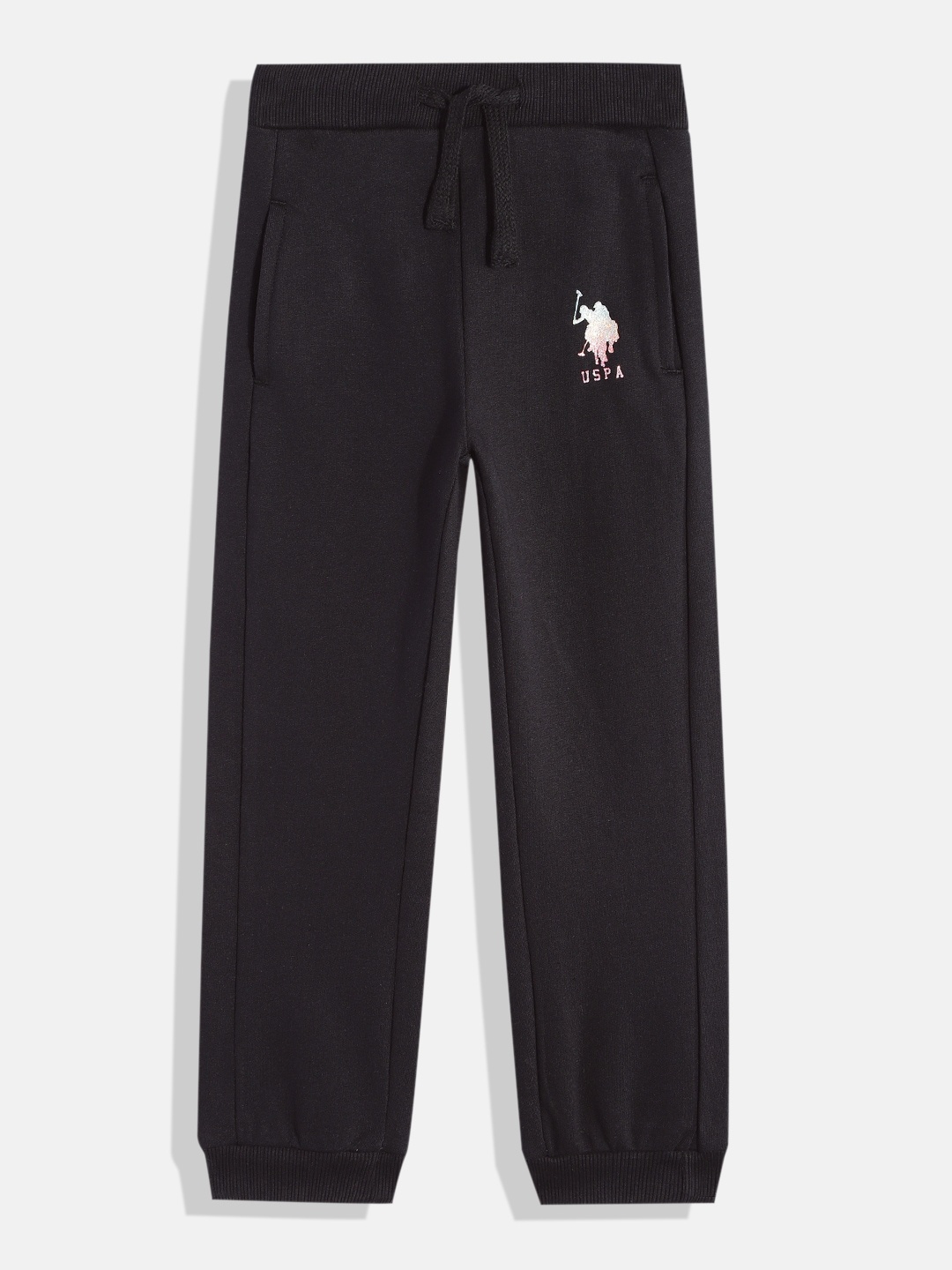 

U.S. Polo Assn. Kids Girls Solid Joggers, Black