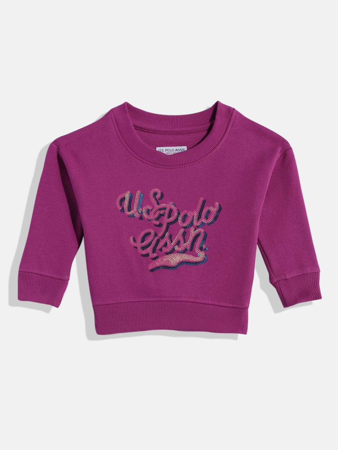 

U S Polo Assn Kids Girls Purple Printed Sweatshirt