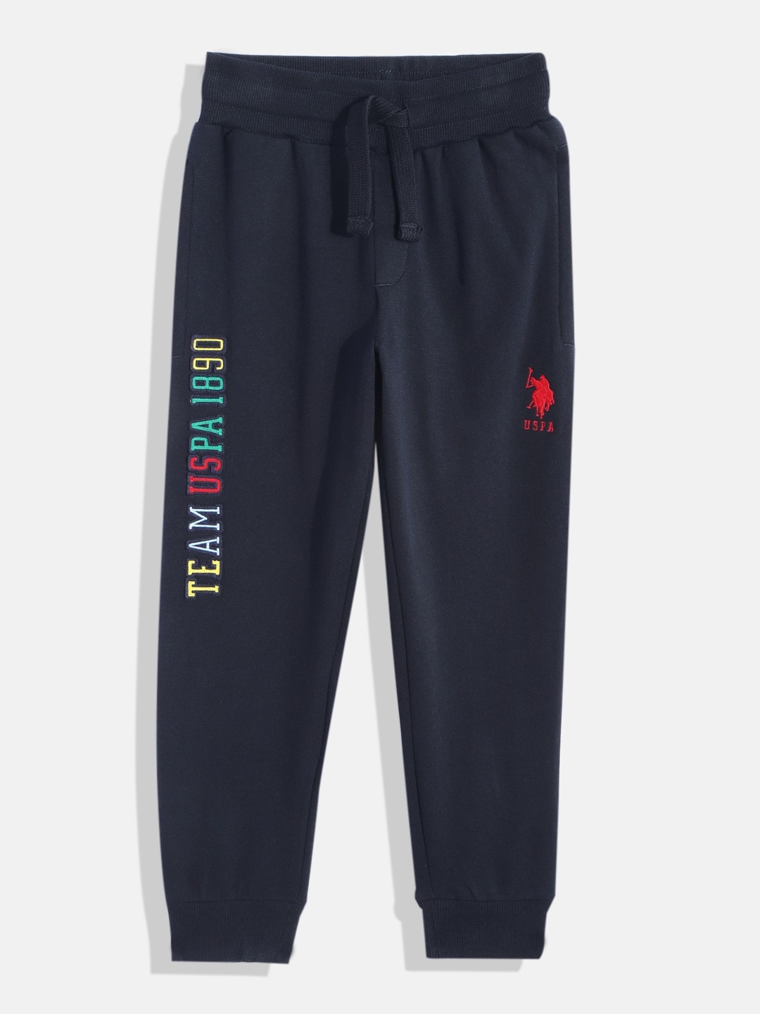 

U.S. Polo Assn. Kids Boys Navy Blue Brand Logo Applique Pure Cotton Joggers