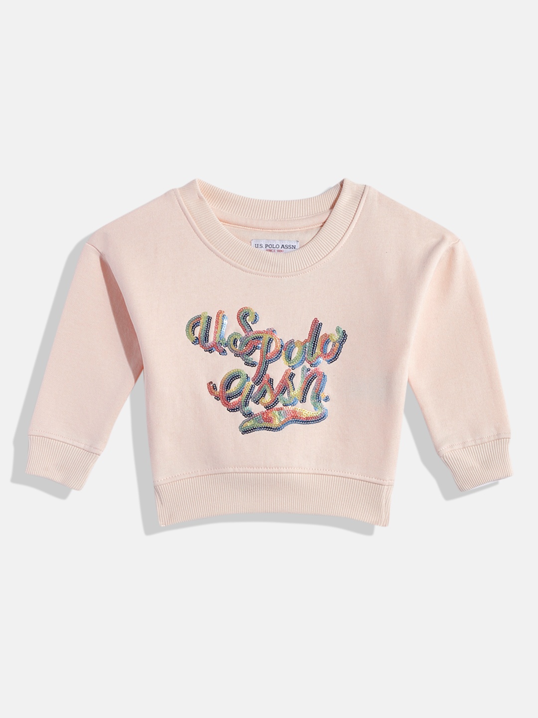 

U S Polo Assn Kids Girls Off White Printed Sweatshirt