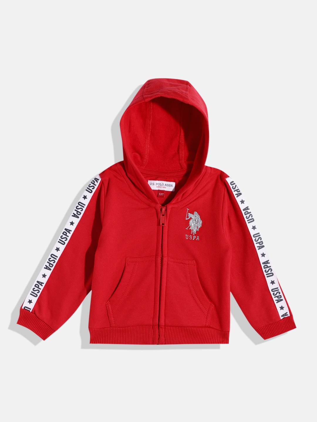 

U.S. Polo Assn. Kids Girls Red Brand Logo Embroidered Hooded Sweatshirt