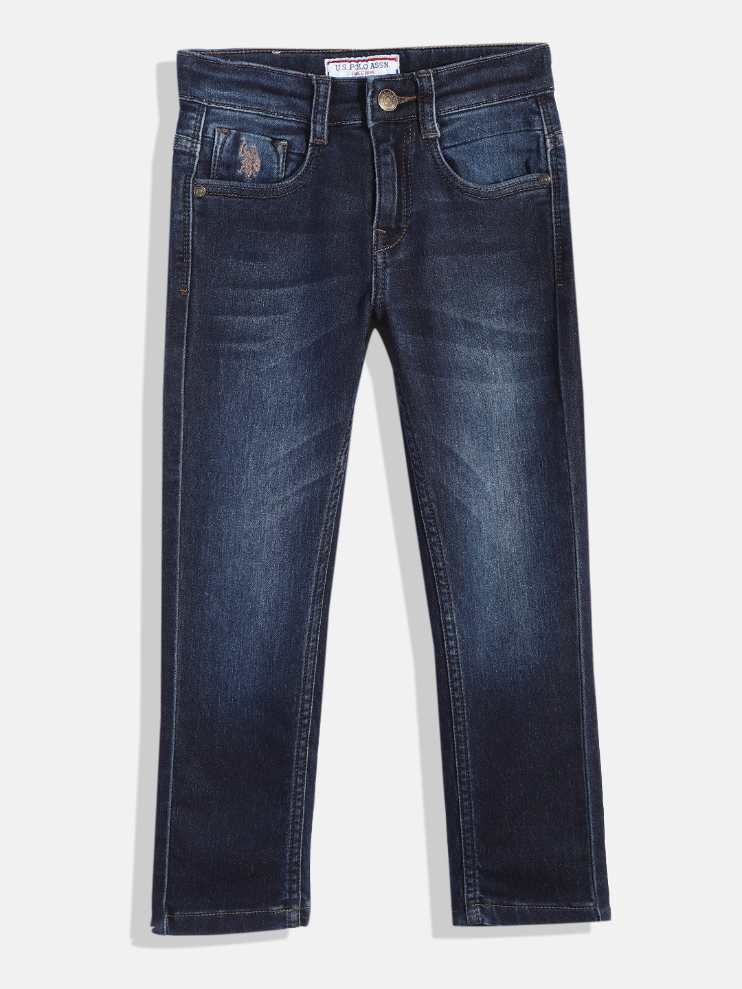

U.S. Polo Assn. Kids Boys Blue Slim Fit Heavy Fade Stretchable Jeans