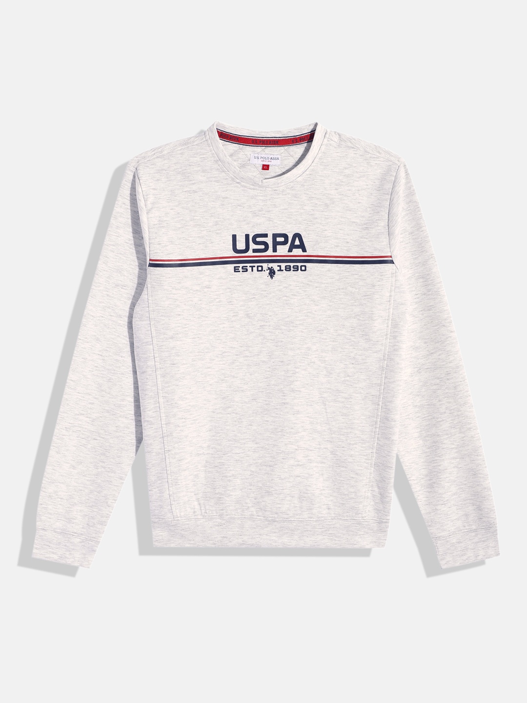 

U.S. Polo Assn. Kids Boys Grey Melange Brand Logo Print Sweatshirt