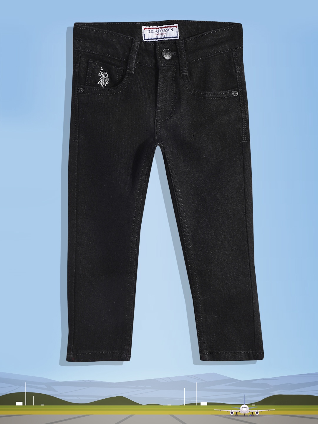 

U.S. Polo Assn. Kids Boys Black Skinny Fit Stretchable Jeans