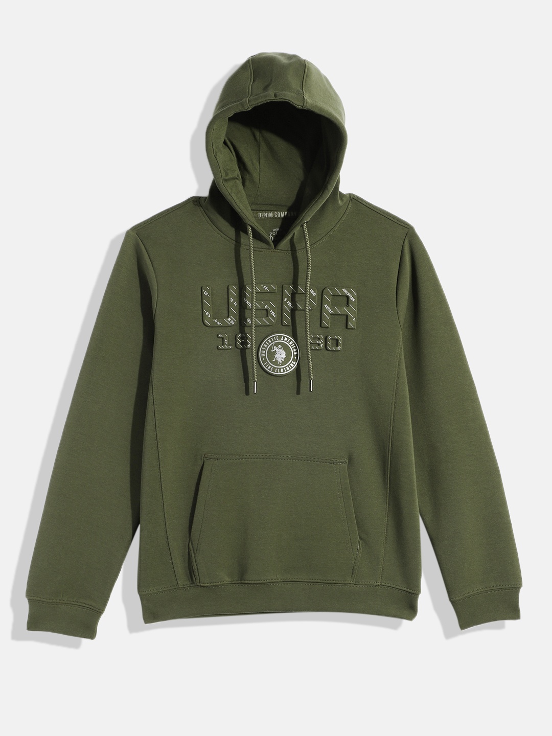 

U.S. Polo Assn. Kids Boys Green Brand Logo Embossed Hooded Sweatshirt