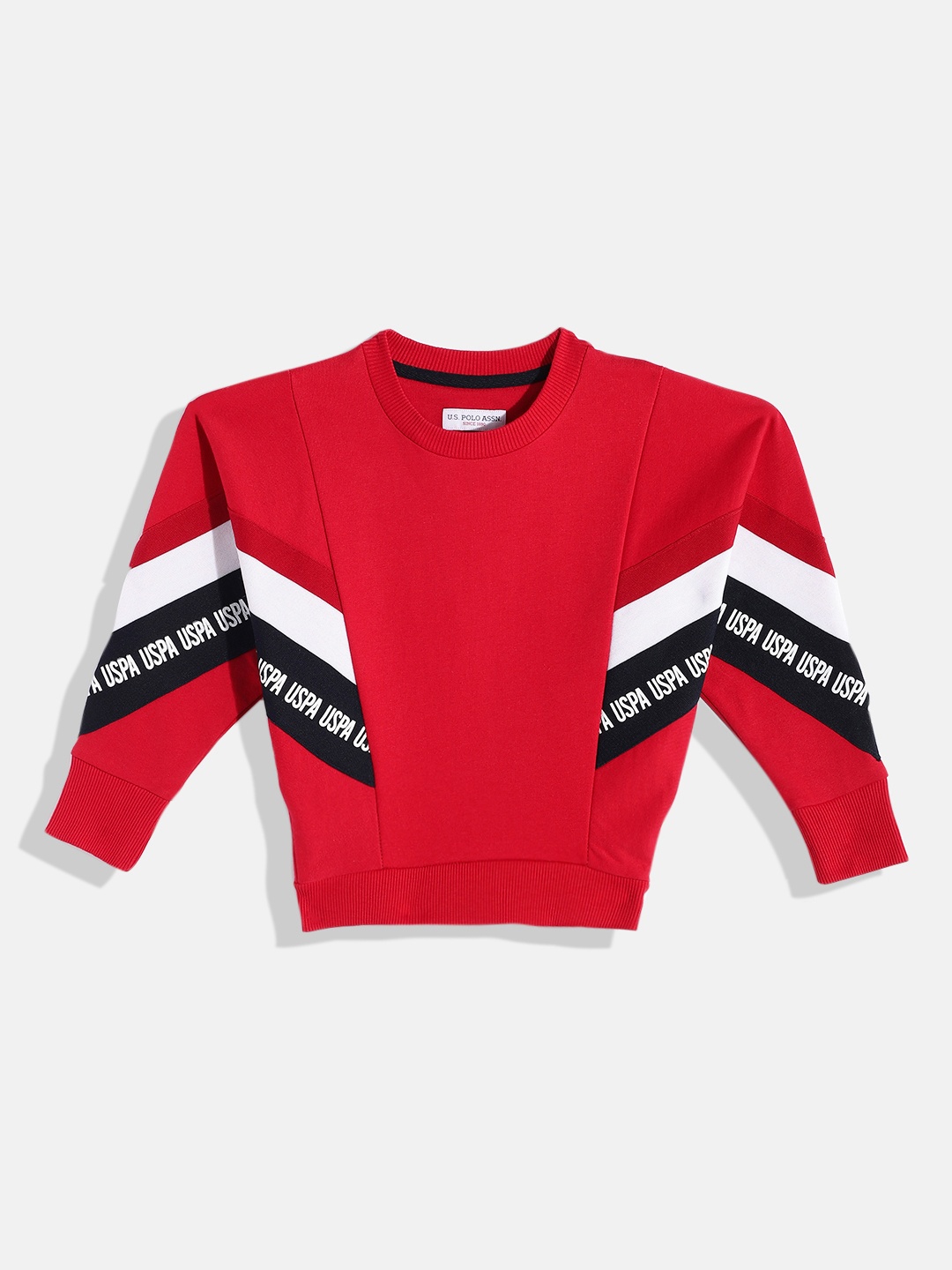 

U.S. Polo Assn. Kids Girls Red Placement Print Sweatshirt
