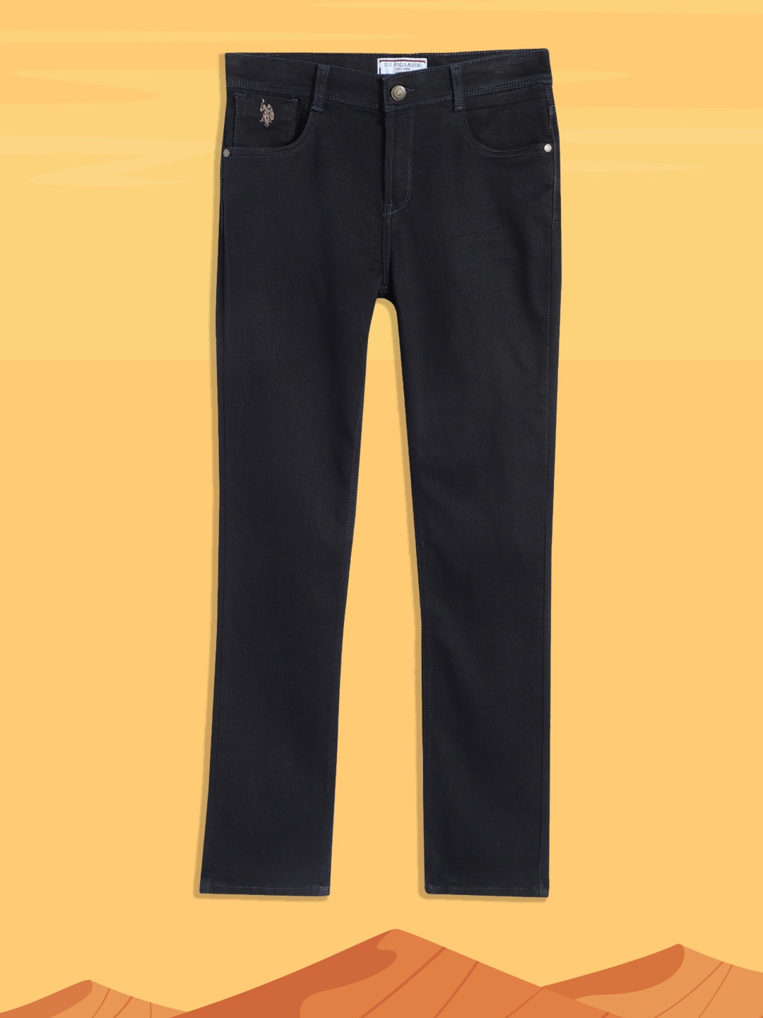 

U.S. Polo Assn. Kids Boys Navy Blue Slim Fit Mid-Rise Clean Look Stretchable Jeans