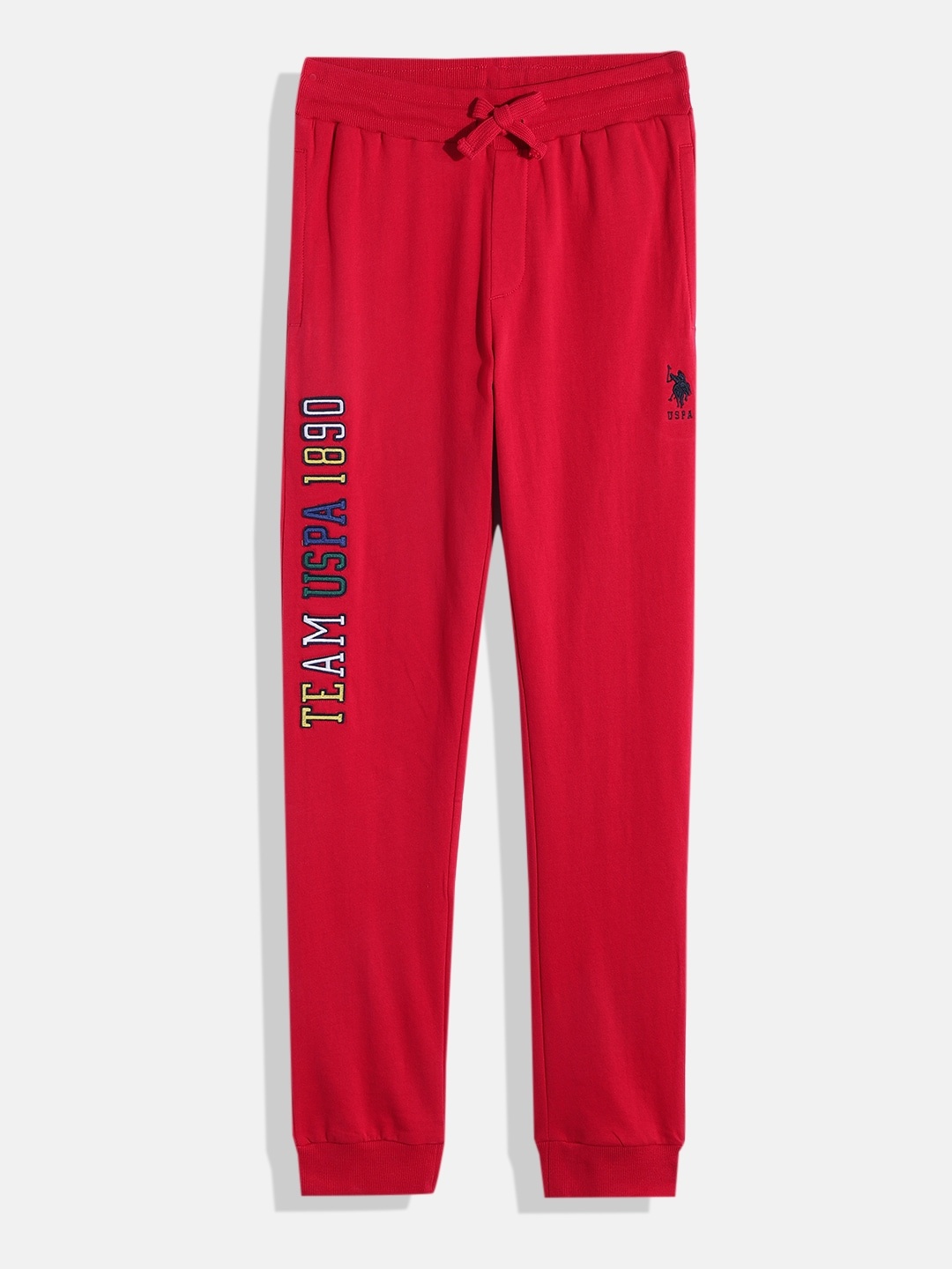

U.S. Polo Assn. Kids Boys Brand Logo Embroidered Pure Cotton Joggers, Red