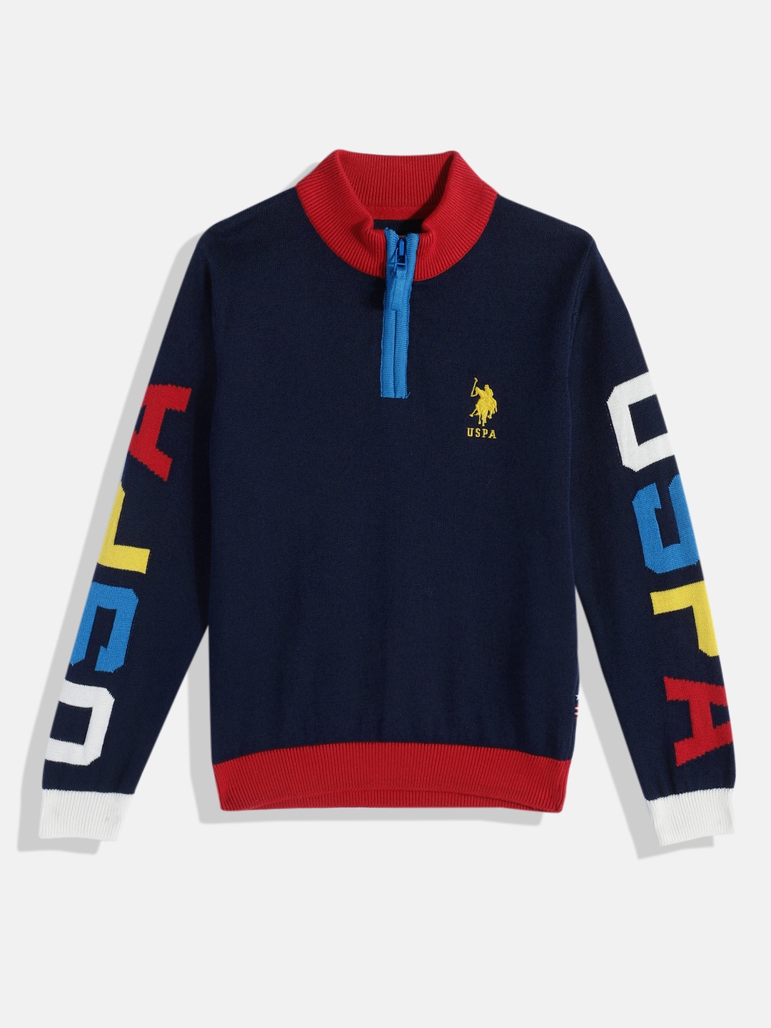 

U.S. Polo Assn. Kids Boys Blue Printed Pure Cotton Pullover