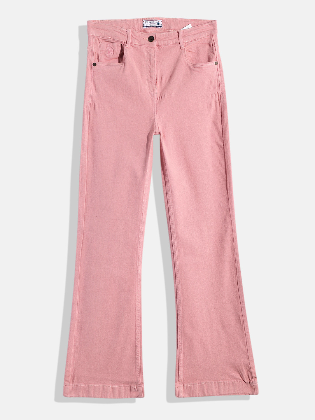 

U.S. Polo Assn. Kids Girls Bootcut Clean Look Stretchable Jeans, Pink