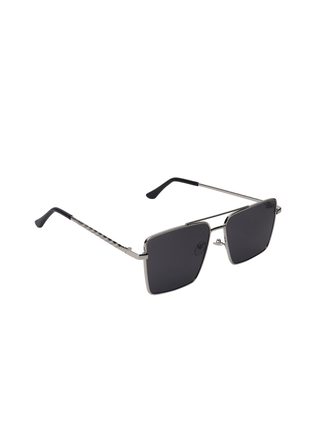 

ALIGATORR Unisex Black Lens & Silver-Toned Wayfarer Sunglasses with UV Protected Lens