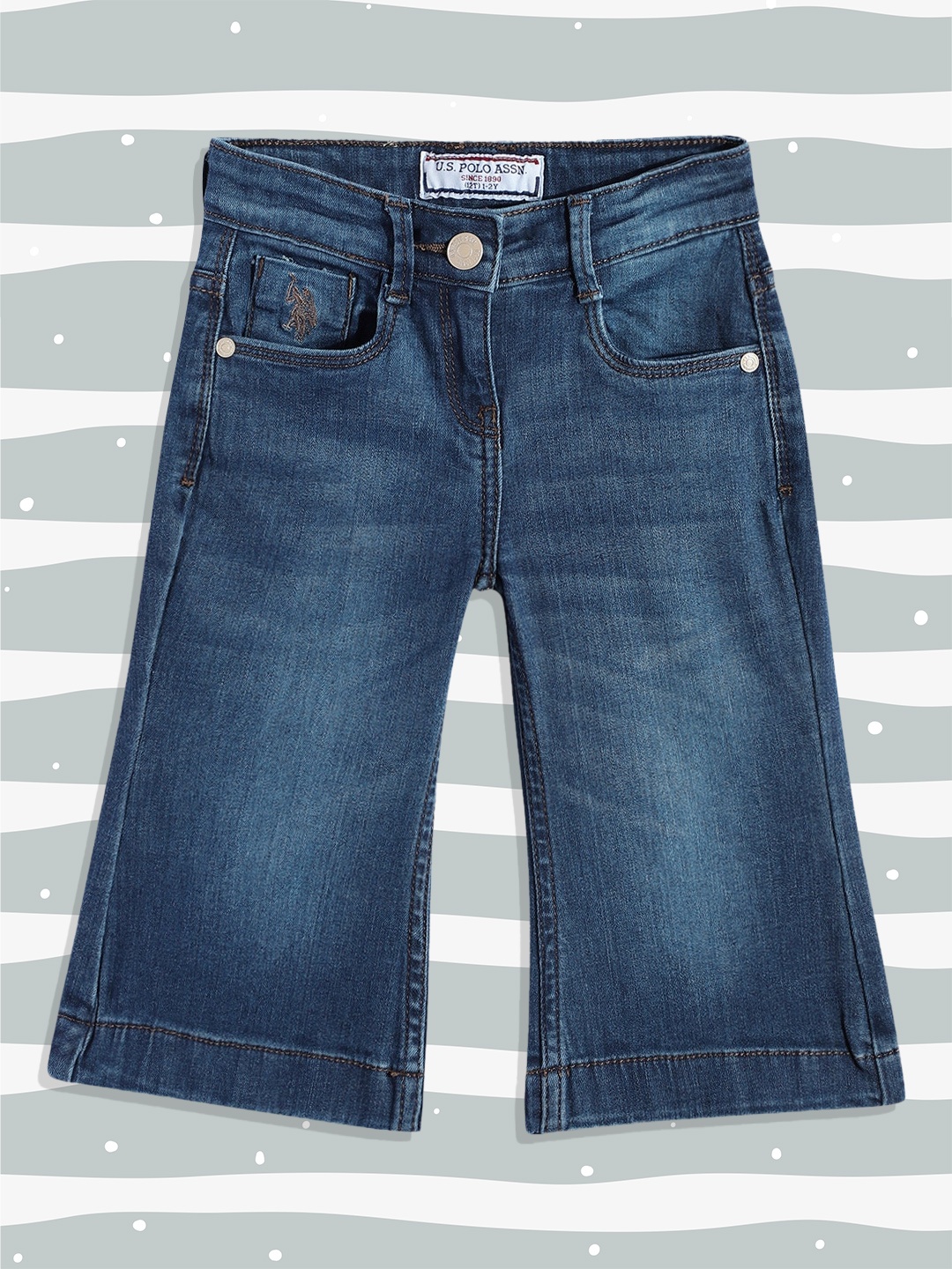 

U.S. Polo Assn. Kids Girls Blue Bootcut Light Fade Stretchable Jeans