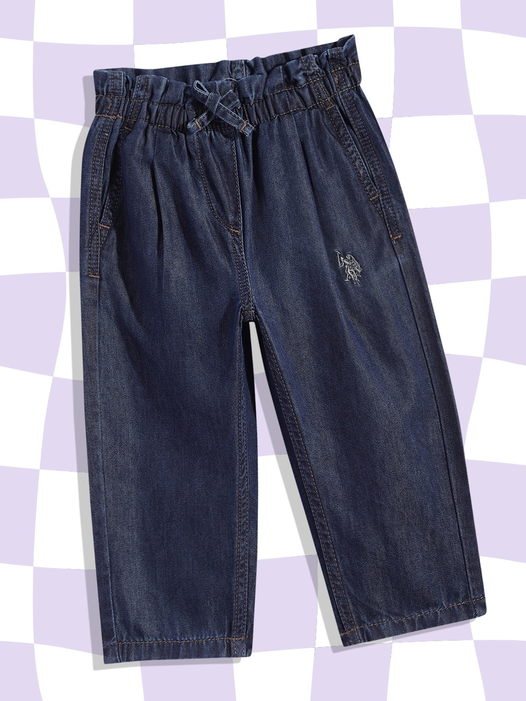 

U S Polo Assn Kids Girls Blue Regular Fit Clean Look Jeans